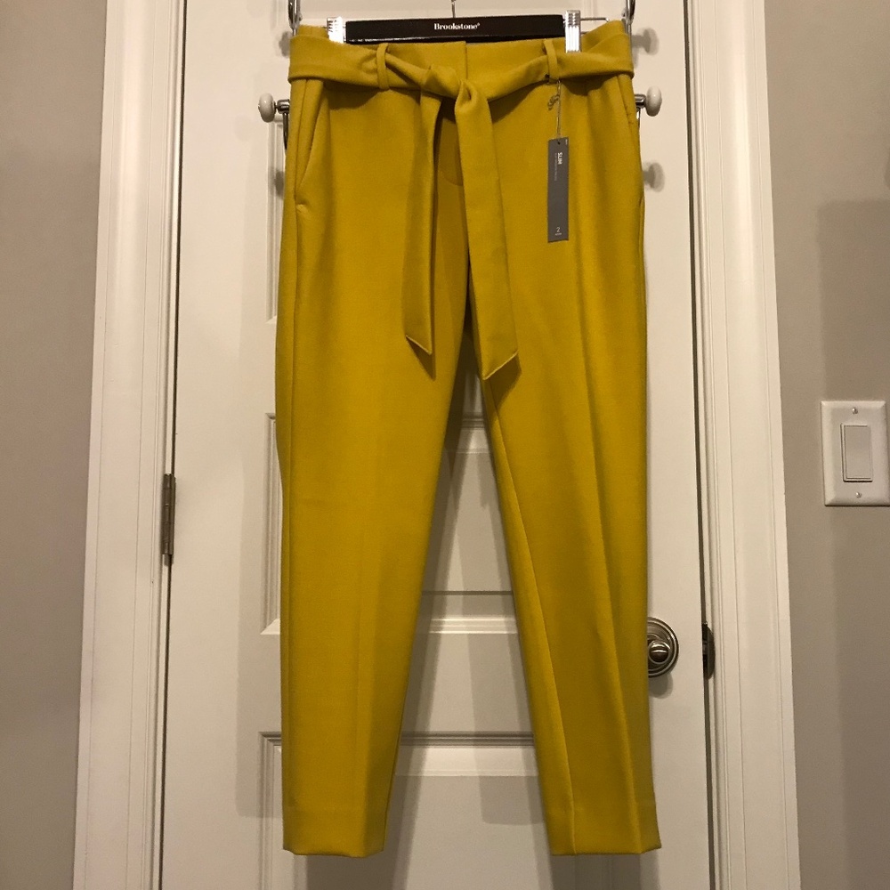 NWT LOFT mustard yellow marisa style dress pants w/matching tie belt (2P)